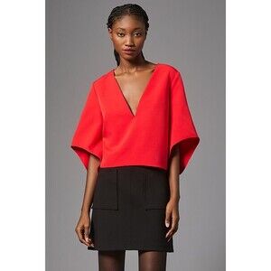 Elegant Red V-Neck Women's Top